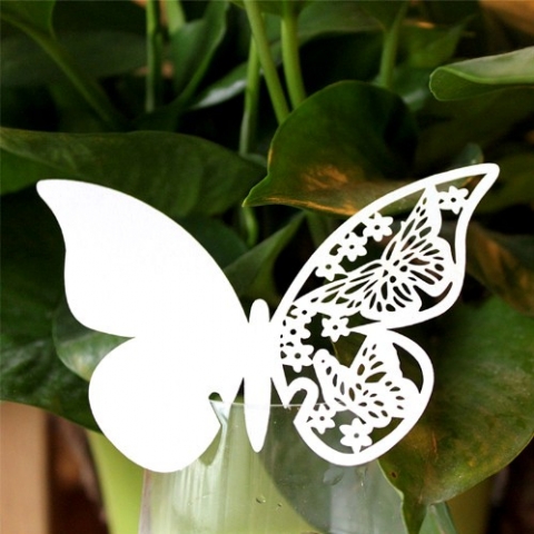 рассадочные карточки на фужеры белые бабочки