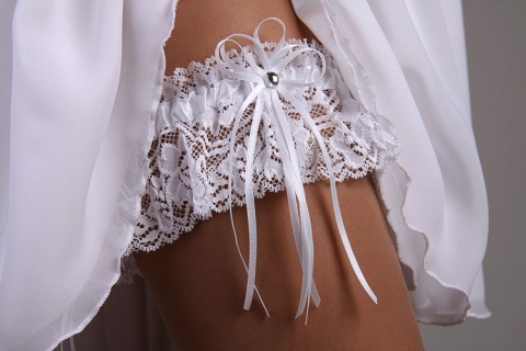 подвязка невесты белая стрейч кружево купить