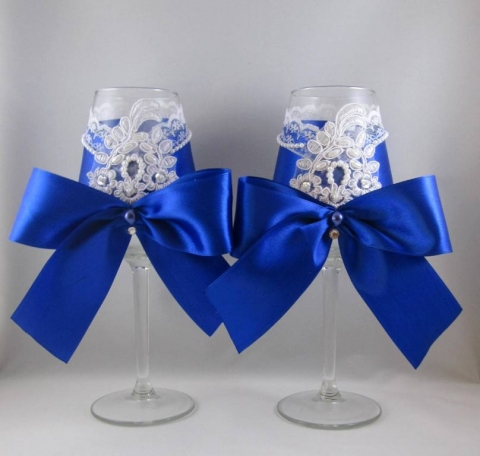 свадебные бокалы синие фото