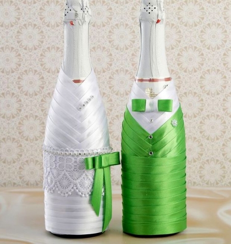 зеленые чехлы на свадебное шампанское купить