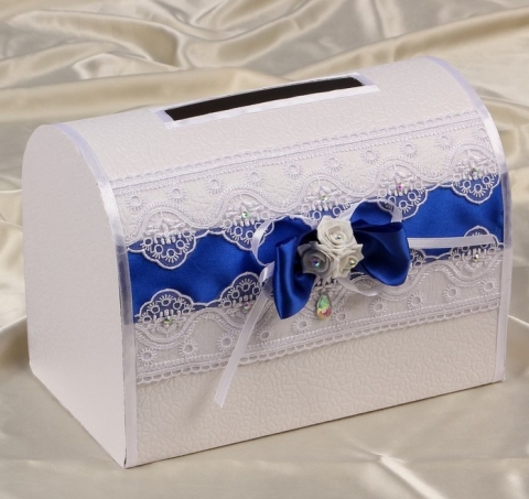 синяя свадебная коробка купить