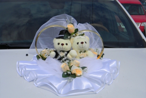 мишки на машину персиковые розы кольца фото