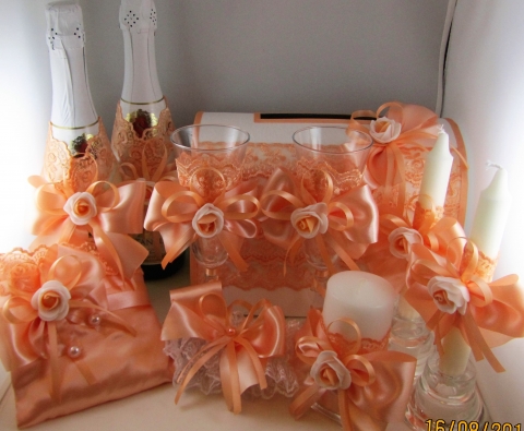 набор свадебных аксессуаров персиковый купить