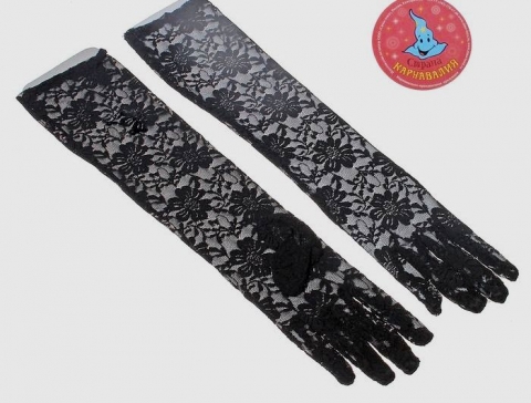 перчатки черные гипюровые с пальцами