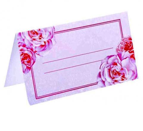 банкетная карточка с розовыми пионами