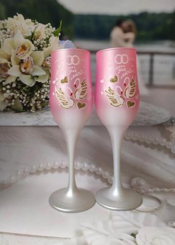 розовые свадебные бокалы фото