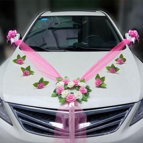розовый комплект на свадебную машину купить