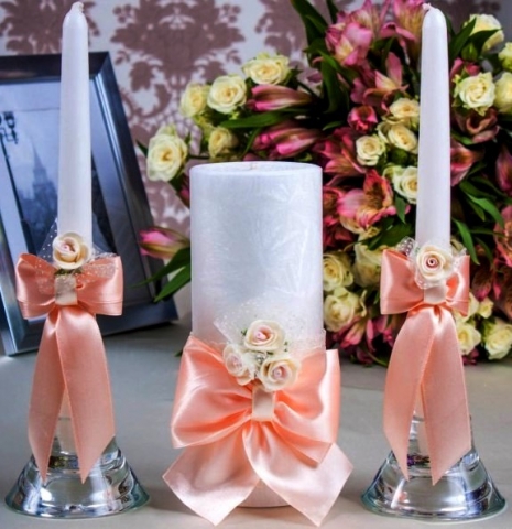 свадебные свечи персиковые фото