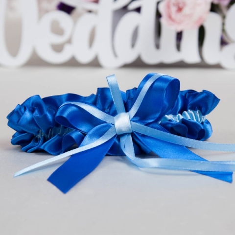 подвязка невесты синяя шелковая купить