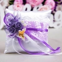 свадебная подушечка сиренево-фиолетовая 
