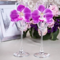 свадебные бокалы фиолетовые орхидеи фото