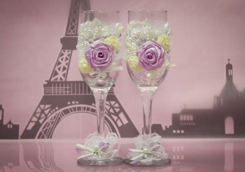 свадебные бокалы с розами