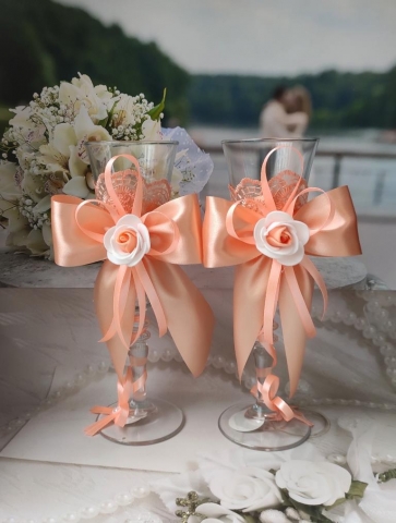 свадебные бокалы персиковые фото