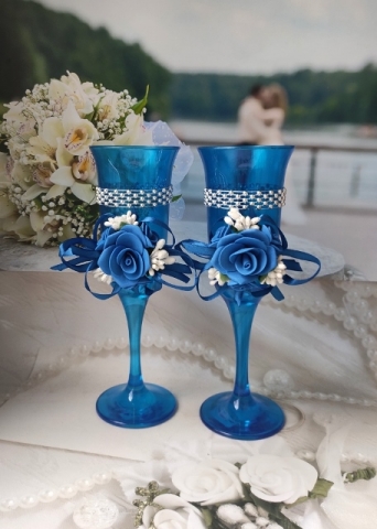 бокалы из синего стекла на свадьбу купить