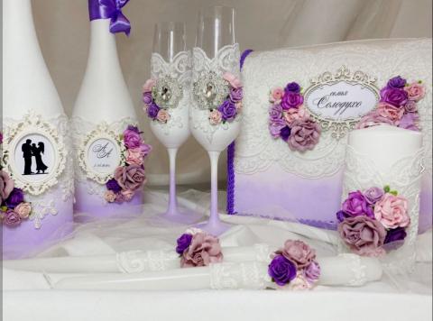 фиолетовые свадебные аксессуары фото