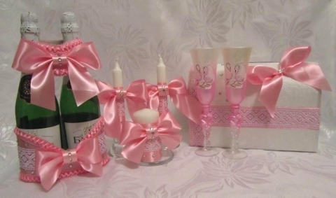 свадебный наборы розовый фото