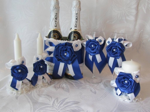 свадебный набор сине-белый фото