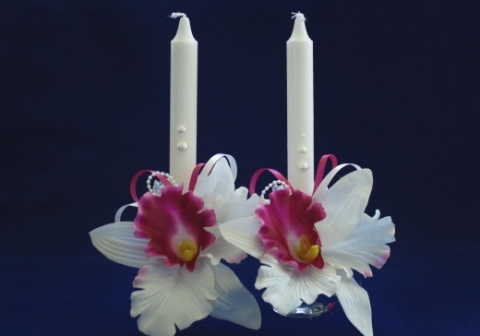 свечи родителям с белой орхидеей