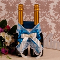 украшение на шампанское синее фото