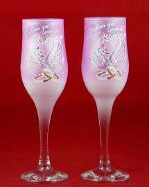 свадебные бокалы розовые лебеди фото