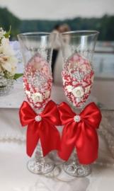 красный свадебные бокалы ручной работы фото