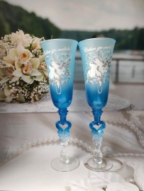 синие голубые свадебные бокалы фото