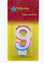 Цифра свеча на торт "9". 02703 свеча цифра на торт девять