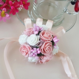 Цветы на руку подружкам Невесты розовые  &quot; Розовый букет&quot; 004404