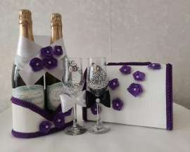 Фиолетовый свадебный набор 4 предмета 300757