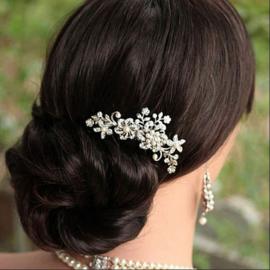 Гребень для волос свадебный с цветами, жемчужинами 000926