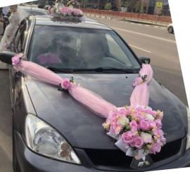 розовй комплект на свадебную машину фото