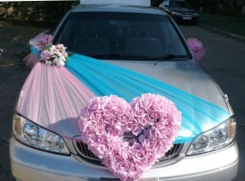 розово-голубой комплект на машину с фатином фото