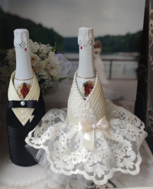 Костюмы на свадебное шампанское айвори, черный 04041
