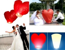 свадебный фонарик желаний красное сердце