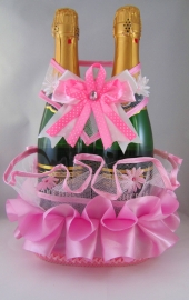 розовая свадьба украшения для шампанского фото