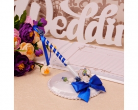 Ручка для свадебных пожеланий синяя ручной работы 001001