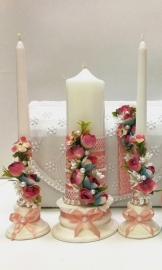 пудровые свадебные свчи очаг набор фото