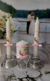 Семейный очаг свечи розовые 3 шт. &quot; Свадебные голуби&quot; 200018