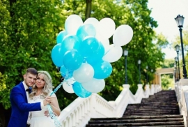 Шары воздушные белые, голубые 25 шт. 001065