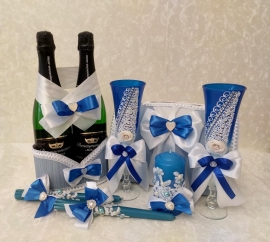 Сине-голубой свадебный набор из 7 предметов 300653 