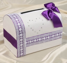 фиолетовая свадебная коробка купить