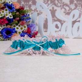 свадебная подвязка синяя морсая волна фото