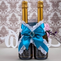 Свадебное шампанское &quot;Строгость&quot; синий морской-бирюзовый 000567