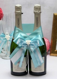 Свадебное украшение на шампанское &quot; Римма&quot; голубое 300229