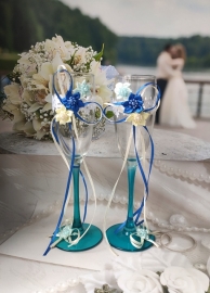 Свадебные бокалы  &quot;Цветение&quot; синие 2шт 300350