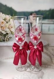 малиновые бокалы на свадьбу фото