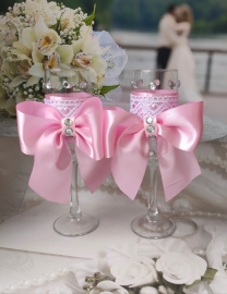 Свадебные бокалы розовые 2 шт.  21см &quot;Алина&quot; 200565