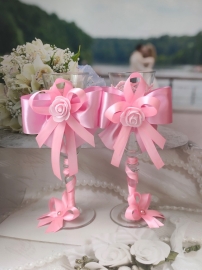розовые свадебные бокалы ручной работы фото