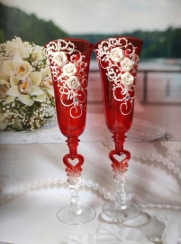 Свадебные бокалы рубиновые 000245
