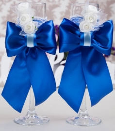 свадебные бокалы синие ручной работы фото